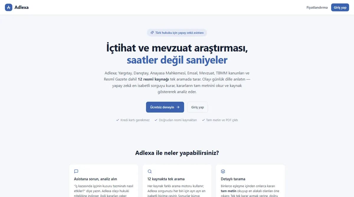 Adlexa ana sayfasının ekran görüntüsü