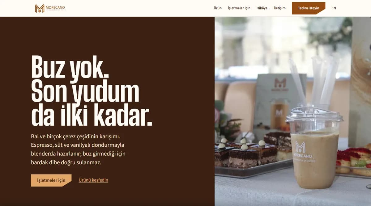 Morecano ana sayfasının ekran görüntüsü